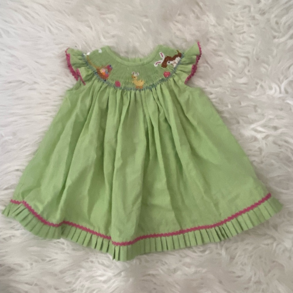 “Collection BeBe” Infant Embroidered and Smocked Dress